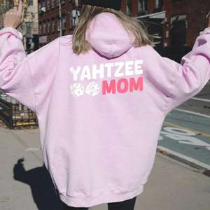 Latest Design Drop Shoulder Women's Yahtzee Mom Oversize <b>Graphic</b> <b>Hoodie</b> Anti-Wrinkle & Breathable Hoodies Women's <b>Zip</b> <b>Up</b> <b>Hoodie</b> - Product Image 4