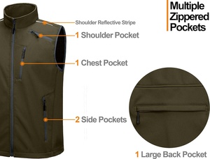 Gilet Softshell léger pour hommes Veste sans manches coupe-vent pour la randonnée Gilets Softshell de golf de voyage - Product Image 5