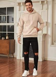 Top Qualité Casual Coton À Capuche Cordon Hoodies Pull Sweats Casual Chemises À Manches Longues - Product Image 5