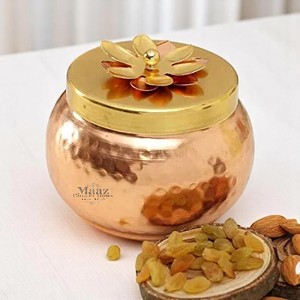 Tarro de fruta seca de cobre martillado con tapa de latón decorativa Embalaje de regalo Personalizado y al por mayor para bodas y festivales - Product Image 1