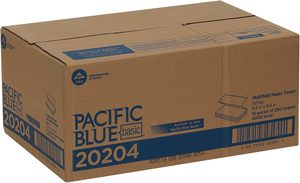 Serviettes en papier pliées Pacific Blue Basic, blanches, 9,2" x 9,4", 250 serviettes/paquet, 16 paquets/caisse (20204) - Product Image 4