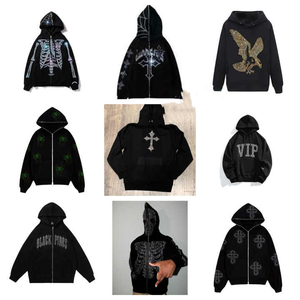 Sudadera con Capucha de Alta Calidad, Nueva, Personalizada, Elegante, con Pedrería, para Hombre, con Cierre Completo, Térmica, 100% Algodón - Product Image 6