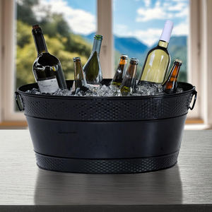 Producto de fabricación a granel de calidad superior con recubrimiento en polvo negro, cubo de hielo para bebidas, Enfriador de cerveza y vino, cubo de hielo para celebración ovalado - Product Image 2