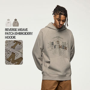 high quality Streetwear Cotton Custom 450 GSM Oversized Hoodie Patch Embroidery Unisex Men Hoodie Sweatshirt - Product Image 1