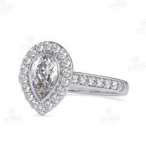 Bague de fiançailles en or 14 carats VVS Lab Diamond Solitaire en forme de poire avec de l'or 18 carats pour les fêtes - Product Image 3