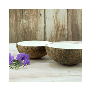 Cuenco de cerámica con forma de coco, pulido artesanal, material: cerámica y piezas de concha; uso: decoración de interiores, hecho a mano en Vietnam - Product Image 1