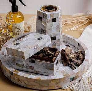 Ensemble de brûleur d'encens en nacre indienne écologique durable pour l'aromathérapie Ensemble cadeau portable - Product Image 1