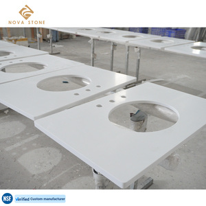 NV171 Dessus de coiffeuse en quartz Projet de fabrication de lavabo ovale OEM Dessus de coiffeuse de salle de bain en quartz blanc artificiel antichoc - Product Image 4