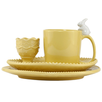 4 Pcs Cute Easter Bunny Rabbit Embossed Sets Dinnerware Ceramic Catering Servant Plats Cup Plate Cup Holder Mug Dinnerware Set
