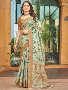 Sari de diseñador con arte geométrico impreso digital - Product Image 2