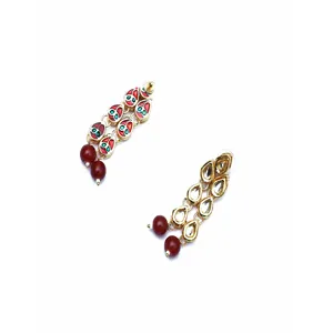 Ensemble de collier long Kundan marron, bijoux indiens traditionnels, objets de collection culturels - Product Image 4