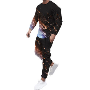 Sudadera de manga larga de talla grande para hombre, chándal informal sólido para correr, chándales con bolsillos, conjunto de entrenamiento informal de 2 piezas - Product Image 1