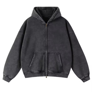 Sudaderas con capucha de invierno para hombre con cremallera, estilo casual digital, venta al por mayor, 100% algodón orgánico, forro polar suave, lavado ácido, con cremallera, MOQ bajo - Product Image 1
