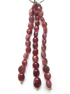 ลูกปัดทัวร์มาลีนสีชมพูธรรมชาติ ขัดเรียบ 3 เส้น สำหรับทำเครื่องประดับอัญมณ์ - Product Image 3