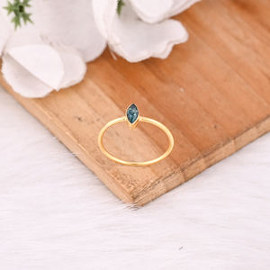 Natural Blue Topaz Gemstone Solid 925 Sterling <b>Silver</b> Yellow Gold <b>Plated</b> Women Designer Ring Birthstone Gift Minimalist Jewelry - Product Image 4