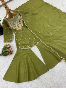 Presentamos la Nueva Colección de Diseñador, Conjunto de Salwar Kameez con Bordado de Seda Pesada, Reversible, Casual, para Fiestas y Bodas - Product Image 5