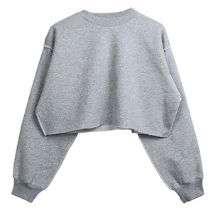 Automne sweat femmes à manches longues pull chaud pull hauts décontracté femme culture hauts femme recadrée sweat fabriqué au Pakistan - Product Image 4