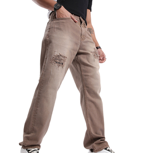 Jeans en denim pour homme, coupe droite slim, grande taille, style streetwear d'hiver, avec broderie, respirant et à séchage rapide - Product Image 5
