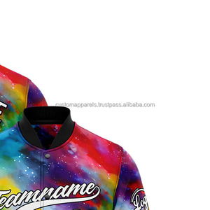 Chaqueta universitaria personalizada de estilo universitario vintage de dos tonos, cuello levantado con decoración de bordado frontal, modelo 2017 - Product Image 4