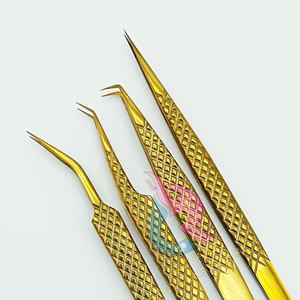 Pince à cils professionnelle et durable antimagnétique à pointe en fibre d'acier inoxydable avec logo personnalisé Pince à épiler en forme de L à prise parfaite de précision - Product Image 5