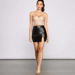 Vente chaude femmes jupe en cuir véritable taille haute élégant et confortable pour tenues décontractées méthode de tissage non tissé - Product Image 3