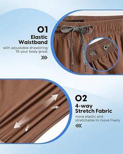 กางเกงขาสั้นออกกำลังกายผู้ชายคุณภาพสูงแบบสั่งทำพิเศษ มีกระเป๋าซิป ชุดลำลองฤดูร้อน ลายเรียบ ผ้าโพลีเอสเตอร์ กางเกงคาร์โก้ - Product Image 4