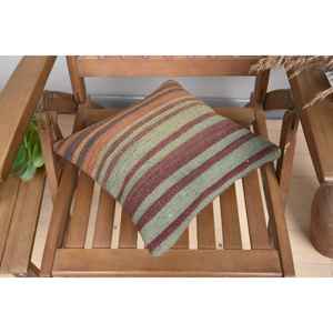 Luxury 14x14 Inch Beige Kilim Patchwork Wool Pillow Rustic Floral and <b>Vintage</b> Print Throw Pillow for <b>Bedding</b> Woven with Silk - Product Image 4