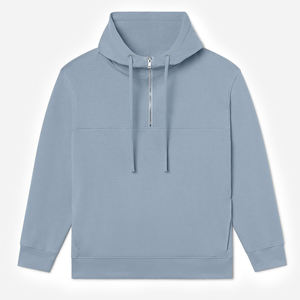 Sweat à capuche bio à demi-fermeture éclair pour hommes Sweat à capuche en coton polaire pour hommes Streetwear personnalisé pour hommes Sweats à capuche décontractés Vente en gros - Product Image 4
