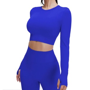 Ropa de Yoga con costuras duraderas, alta calidad, OEM, personalizada para mujer, alta calidad, 5 piezas, nuevo chaleco ajustado, pantalones acampanados, traje de Yoga rápido - Product Image 3