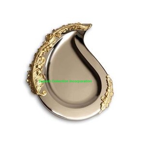 Bol en argent nouveau design avec feuilles d'or dattes chocolat et noix servant un bol décoratif - Product Image 1