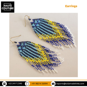 Experts in Selling Hand Crafted Beads Made 10cm Long Blue Iris <b>Tassels</b> <b>Earrings</b> Suitable for All Occasions for Women's - Product Image 4