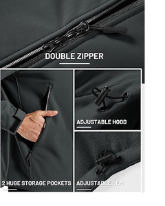 Veste Softshell à Capuche pour Homme Imperméable Doublée en Polaire Veste de Pluie Légère Coupe-Vent Manteau d'Hiver Randonnée en Plein Air - Product Image 5