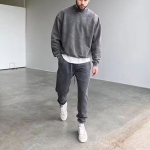 Sudadera de lavado ácido personalizada para los hombres de gran tamaño vintage lavado cuello redondo 400GSM polar sudaderas de los hombres - Product Image 3