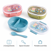 Boîte à lunch portable OEM en gros de 800 ml pour enfants, boîte bento avec cuillère, 2 compartiments, récipient alimentaire pour repas scolaires