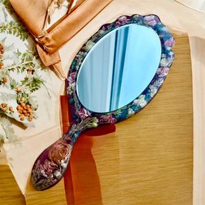 Resin Hand <b>Mirror</b> with Smooth Glossy Finish Perfect for Daily Use Makeup or Decorative Purposes Adding Stylish touch - Product Image 3