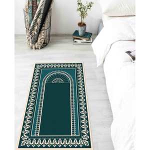 Alfombra de Oración Islámica Azul: Elegante Alfombra para la Iglesia Musulmana, con Pelo Suave - Product Image 4