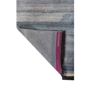 Alfombra Manchaha Lub-01 Azul, Tejida a Mano con Lana y Seda, Diseño Abstracto para Decoración de Sala de Estar, Hecha en Jaipur, EE. UU. - Product Image 5