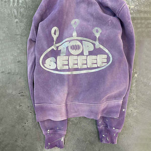 เสื้อฮู้ดผ้าคอตตอนพิมพ์ลายหน้าจอสาดน้ำ100% สาดน้ำกรดซิปรูดเต็มตัวกันแดดใช้ได้ทั้งชายและหญิงมีสไตล์โลโก้ที่กำหนดเอง - Product Image 2