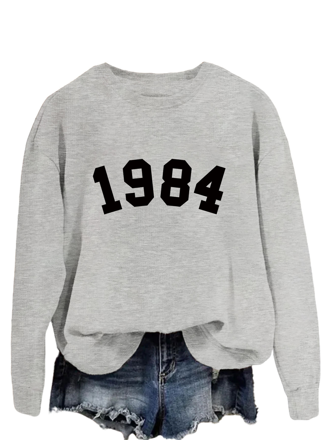Gray sweatshirt (black font)