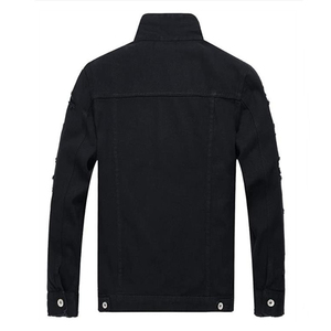 เสื้อแจ็กเก็ตผ้ายีนส์โอเวอร์ไซซ์วินเทจของผู้ชายผ้าฝ้ายสีดำสั่งทำสำหรับฤดูหนาว - Product Image 2