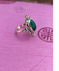 Natural Malachite Green Gemstone <b>Boho</b> <b>Ring</b> Handmade 925 Sterling <b>Silver</b> Artistic Statement Jewelry Gift <b>Ring</b> for Women - Product Image 2