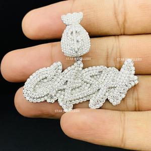 Colgante de Oro 10K con Letra Personalizada, Diamantes Naturales Redondos de Corte Brillante, Estilo Hip-Hop, Joyería Unisex con Engaste Personalizado - Product Image 2