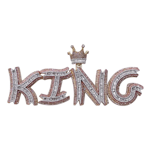 Rond et Baguette Cut 14K Or Hip Hop King Lettre Initiale Pendentifs Bijoux De Mode avec Diamants Lâches Cultivés En Laboratoire En Sac - Product Image 3