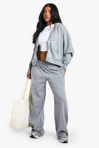 Ensemble sport 2 pièces pour femmes-Veste à capuche grise à manches longues et fermeture à glissière avec pantalon taille haute-Survêtements de course en plein air - Product Image 3