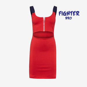 Vestido de tirantes sin mangas con cuello, diseño de dobladillo hinchado, Vestido de punto corto de punto para mujer - Product Image 3