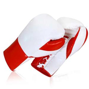 Nouveaux gants de boxe d'entraînement à vendre Confortables Haut de gamme Design personnalisé Gants de boxe en cuir de vache blanc et rouge - Product Image 6