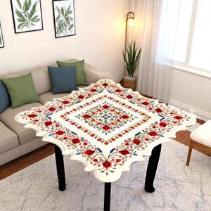 Table basse décorative en marbre avec incrustations de cornaline, artisanat en pierre semi-précieuse, meubles de luxe pour salon - Product Image 1