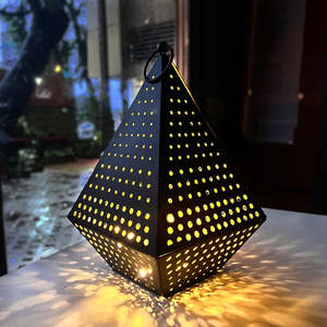 Best Sale Metal Dotted Textured <b>Black</b> Hanging And Table Candle <b>Lantern</b> For Wedding Favor Garden Home Use - Product Image 4