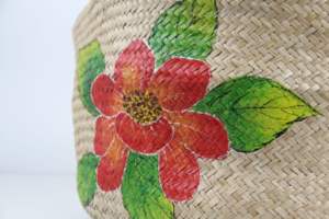 กระเป๋าโท้ทผักตบชวาสองหูจับลายดอกไม้สำหรับใช้ในชีวิตประจำวันทนทานเป็นมิตรกับสิ่งแวดล้อม - Product Image 2