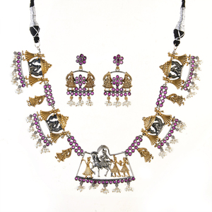 Dernière qualité d'exportation faite à la main de collier à la mode oxydé avec placage à deux tons 802390 grossistes en Inde - Product Image 1